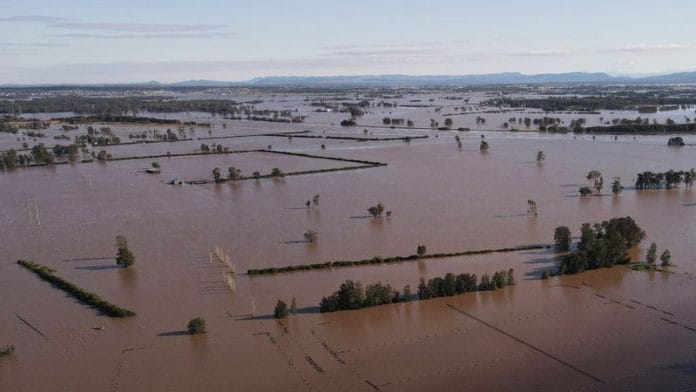 A drone view shows a flooded area near the Hunter River in Heatherbrae, Australia, 24 May 2025 | Reuters/Hollie Adams