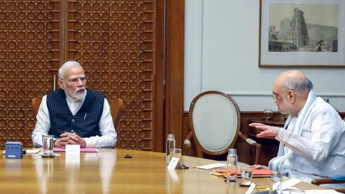 Prime Minister Narendra Modi (left) and Union Home Minister Amit Shah at a cabinet committee meeting in New Delhi last week | Photo: ANI