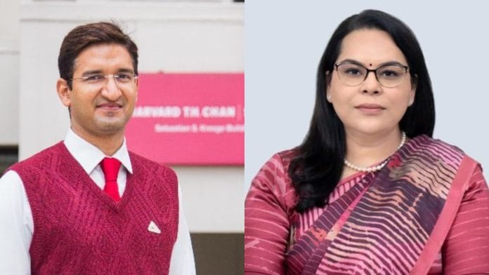 File photos of Aditya Dahiya (L) and Amneet P. Kumar (R) | X @AdityaDahiyaIAS & @amneet_p