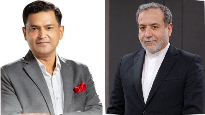 Gaurav Arya and Iranian Foreign Minister Abbas Araghchi | Official website of Arya and Wikimedia Commons