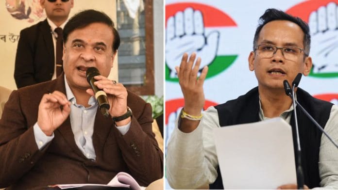 File photos of Assam CM Himanta Biswa Sarma & Congress MP Gaurav Gogoi | ANI