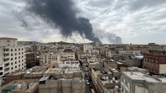Smoke billows, after an Israeli airstrike on Houthi infrastructure, in Sana'a, Yemen May 6, 2025 | Reuters
