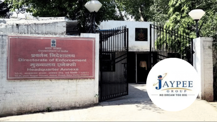 File photo of Enforcement Directorate HQ in New Delhi and logo of Jaypee Group | Suraj Singh Bisht/Commons