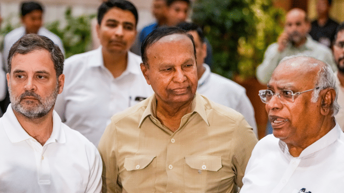 Leader of Opposition in the Lok Sabha Rahul Gandhi with Congress President Mallikarjun Kharge, DMK's TR Baalu and other leaders addresses the media after attending an all-party meeting over Operation Sindoor, in New Delhi, Thursday, May 8, 2025 | PTI