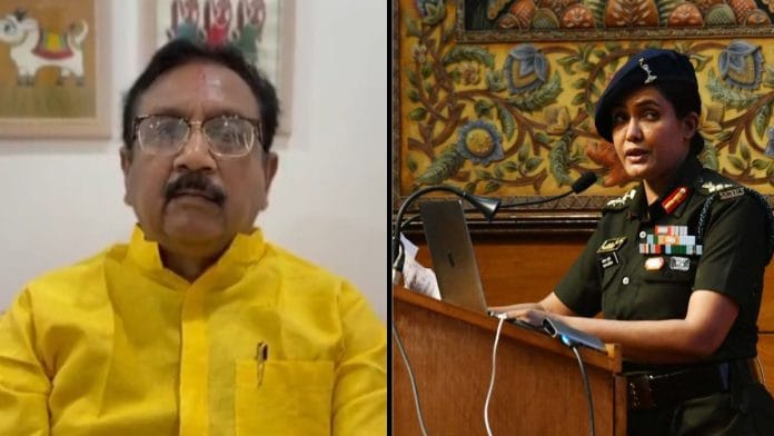 File photos of Madhya Pradesh minister Kunwar Vijay Shah and Colonel Sofiya Qureshi | X @KrVijayShah / Praveen Jain