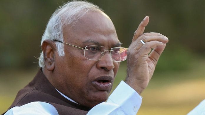 File photo of Congress president Mallikarjun Kharge | Suraj Singh Bisht | ThePrint