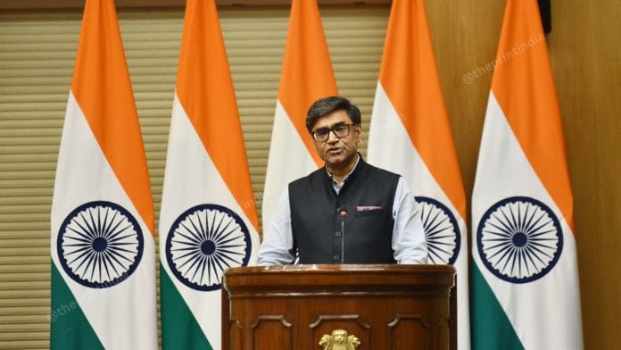 Foreign Secretary Vikram Misri at the official press briefing | ThePrint photos