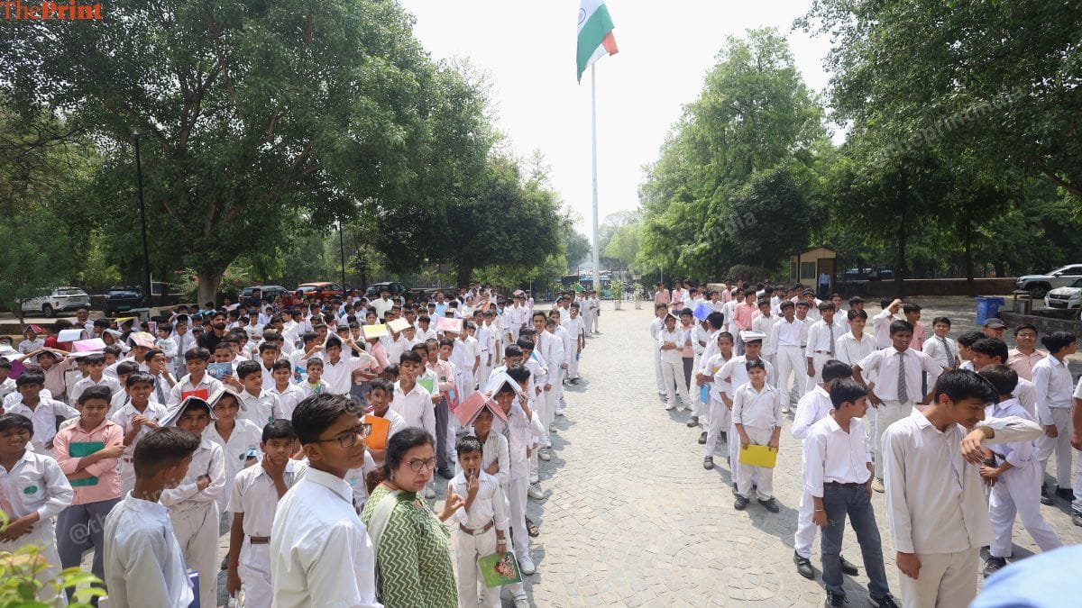 Teachers conducted a roll call after the students gathered outside. | Manisha Mondal | ThePrint