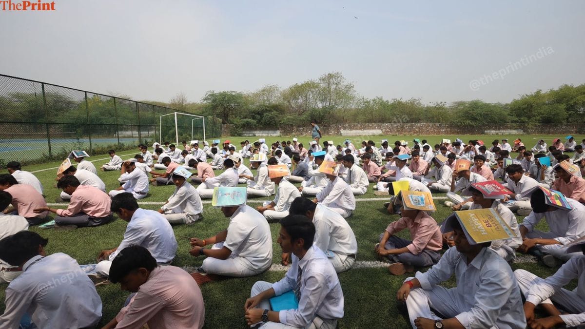Senior students gathered in the football field. | Manisha Mondal | ThePrint