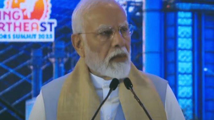 PM Modi at the Rising North East Investors Summit on 23 May 2025. | ANI
