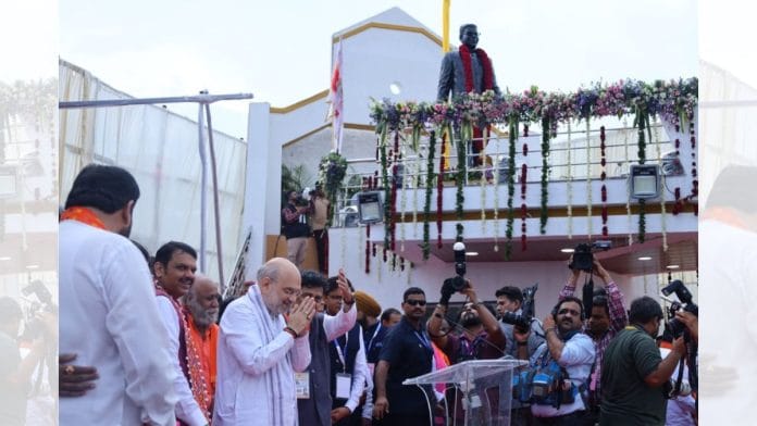 Amit Shah at the inauguration of the statue of former Congress CM Vasantrao Naik | By Special Arrangement | ThePrint