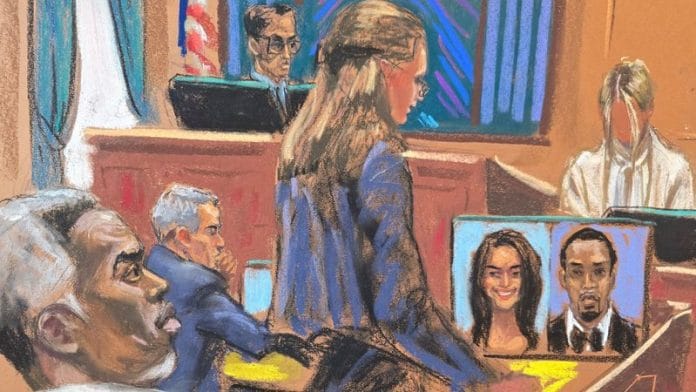 Sean 'Diddy' Combs listens as prosecutor Madison Smizer questions witness 