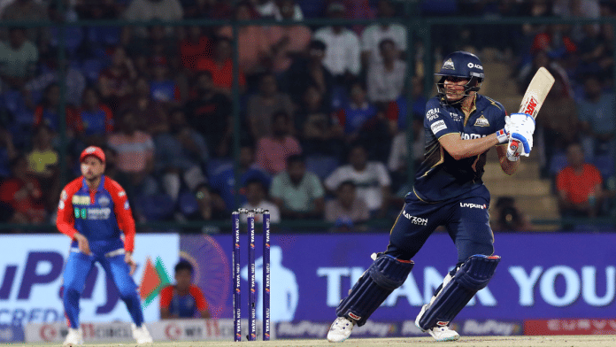 Gujarat Titans' captain Shubman Gill plays a shot during the Indian Premier League (IPL) 2025 match against Delhi Capitals, at Arun Jaitley Stadium in New Delhi on Sunday, 18 May 2025. | ANI