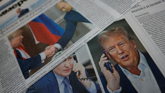 Representational Image | Newspapers carrying images of presidents Putin and Trump | Reuters