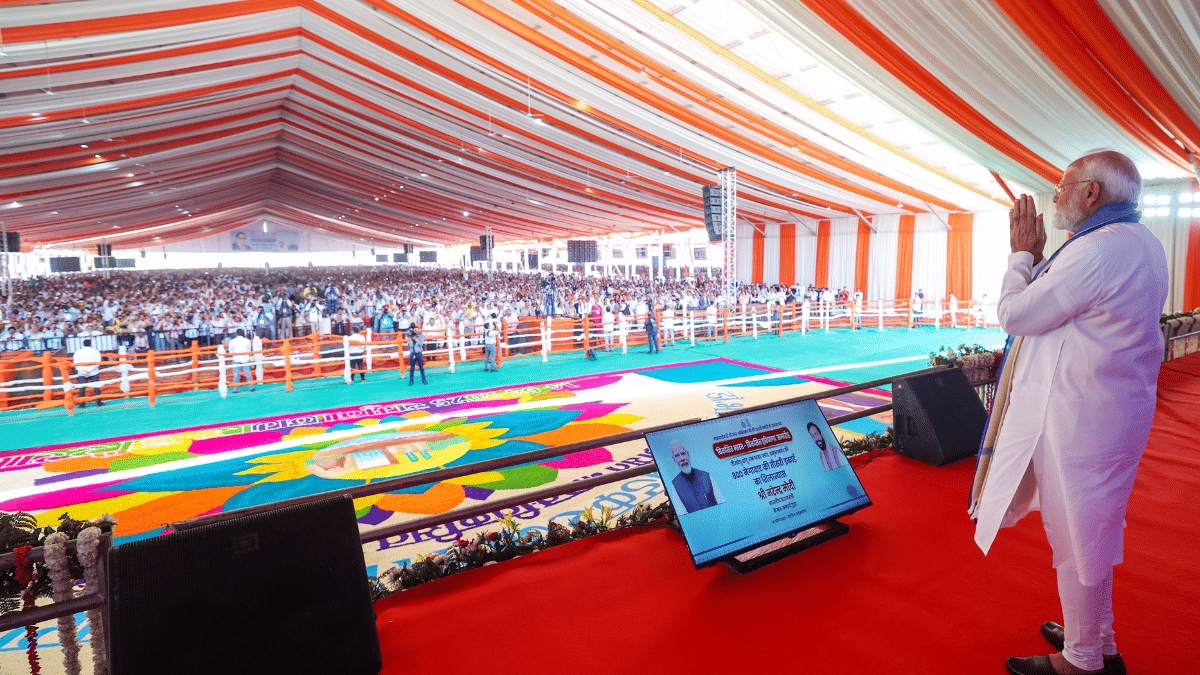 PM Modi invoked legacy of C. Sankaran Nair during a public meeting in Haryana's Yamuna Nagar 14 April. | Photo: ANI