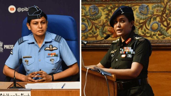 Wing Commander Vyomika Singh and Colonel Sofiya Qureshi address the media regarding Operation Sindoor in New Delhi on Wednesday | Praveen Jain | ThePrint