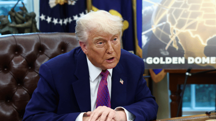 US President Donald Trump makes an announcement regarding the Golden Dome missile defense shield in the Oval Office of the White House in Washington D.C. | Reuters