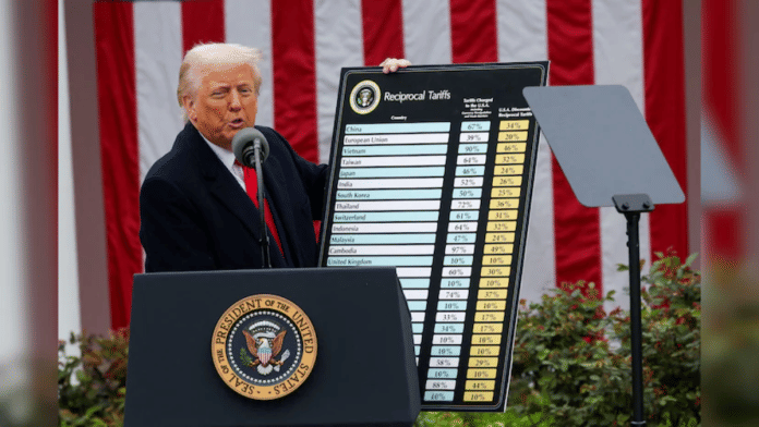 File photo of US President Donald Trump presenting his views on tariffs at the White House | Reuters