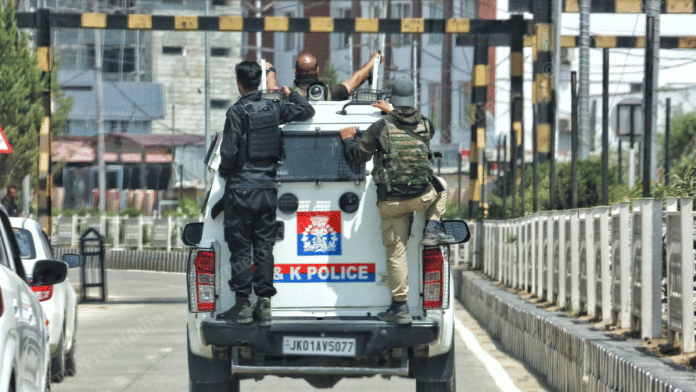 File photo of J&K police personnel during a patrol in Srinagar | Praveen Jain | ThePrint