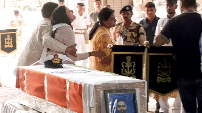 Wife of Indian Navy Lieutenant Vinay Narwal mourns his death. | ANI