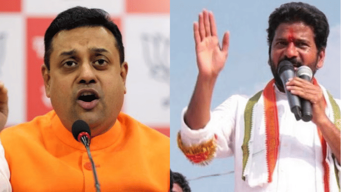 BJP MP Sambit Patra and Telangana CM Revanth Reddy | ANI, X