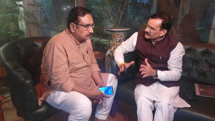 Kunwar Vijay Shah with MP BJP chief VD Sharma, Tuesday | By special arrangement