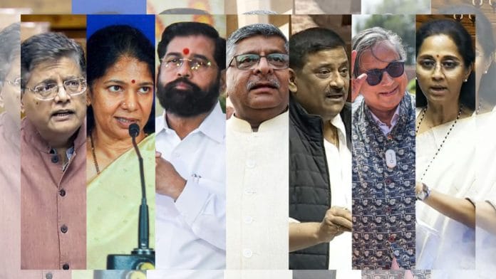From left: BJP leader Baijayant Panda, DMK's Kanimozhi, Shiv Sena's Eknath Shinde, BJP's Ravi Shankar Prasad, JDU leader Sanjay Kumar Jha, Congress leader Shashi Tharoor and NCP (SP) leader Supriya Sule will lead the seven delegations | ANI file photos