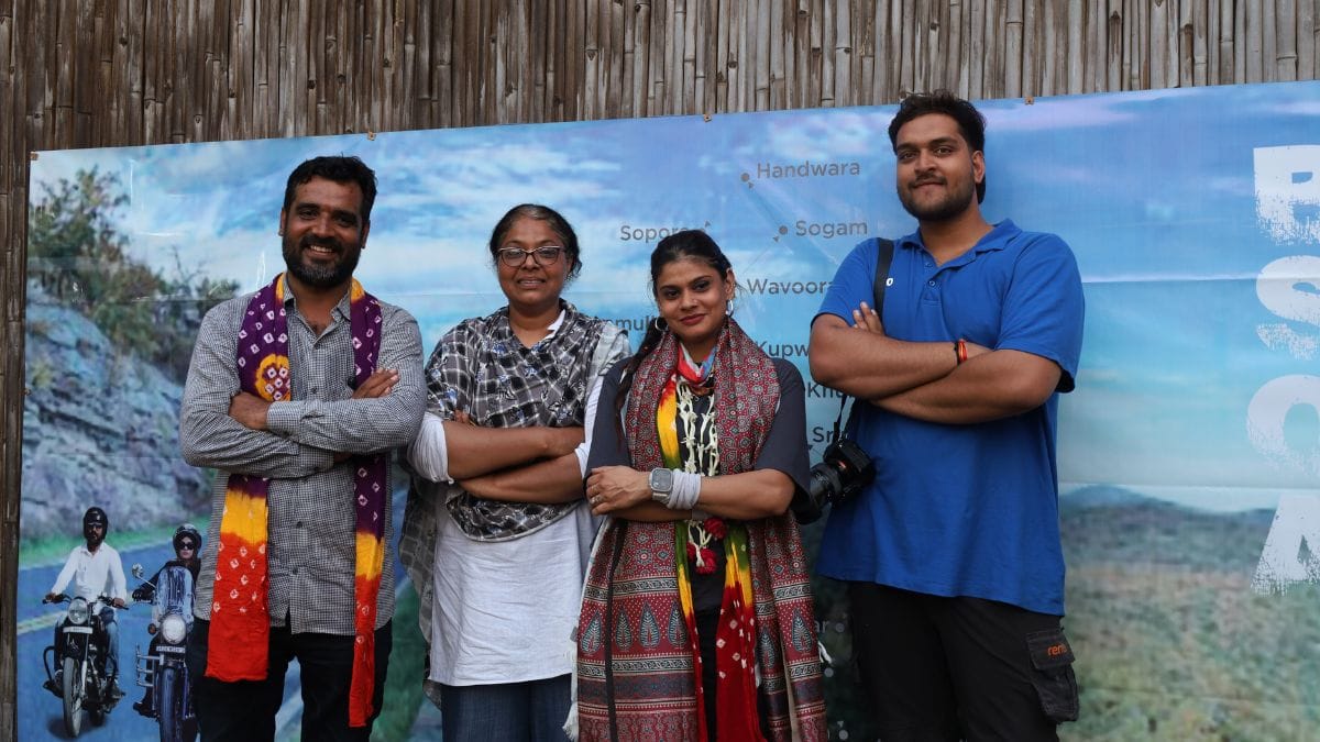 (L-R) Dev Desai, Nazneen Shaikh, Seher Hashmi, and Sumanyu Shukla at the culmination event, Jamia Nagar