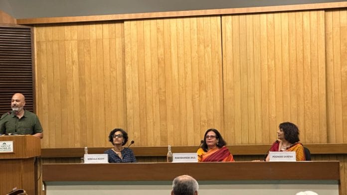 (L- R ) Ravi Singh, Mridula Koshy, Rakhshanda Jalil, Poonam Saxena at the launch of Basti & Durbar | Photo: Sumedha Manhas