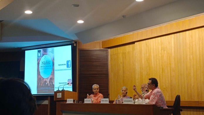(L-R) Sanjeev Upadhyay, Sohail Hashmi, Swapna Liddle, Saif Mahmood at India Habitat Centre, 4 May | Almina Khatoon, ThePrint