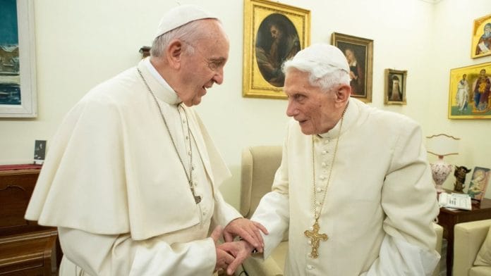 Pope Francis with Pope Emeritus Benedict XVI