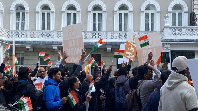 Indian diaspora stages protest in London, against the Pahalgam Attack | Image: ANI