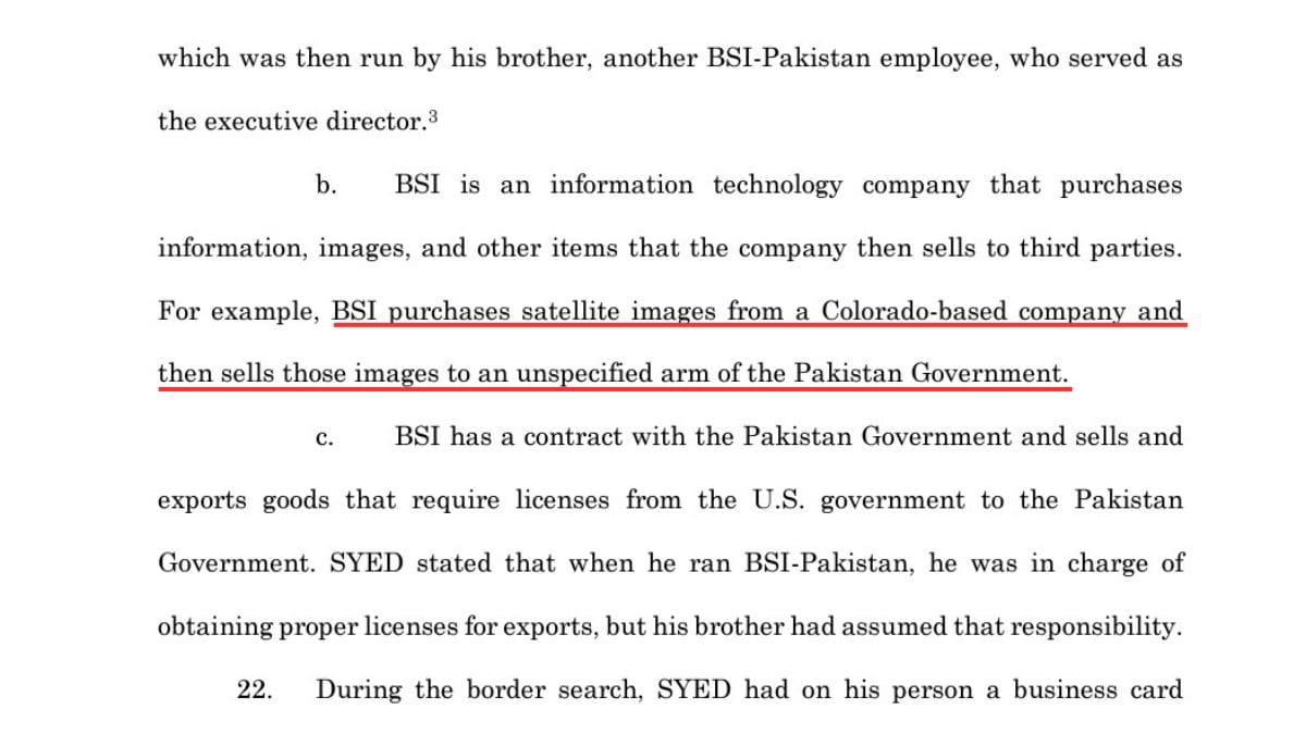 A complaint filed by the US Homeland Security Investigation in 2020 against Pakistani firm BSI