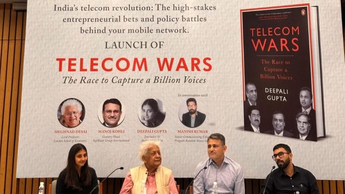 Author Deepali Gupta, professor Meghnad Desai, former Airtel exec Manoj Kohli in conversation with penguin senior editor Manish Kumar about Gupta’s new book Telecom Wars | Oindrila Dasgupta | ThePrint