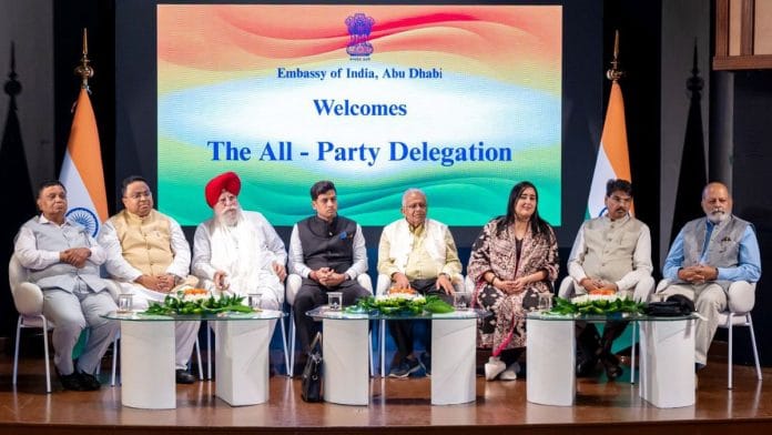 One of the all party delegations in Abu Dhabi. Their formation signals a clear attempt to counter India’s growing strategic isolation. | ANI