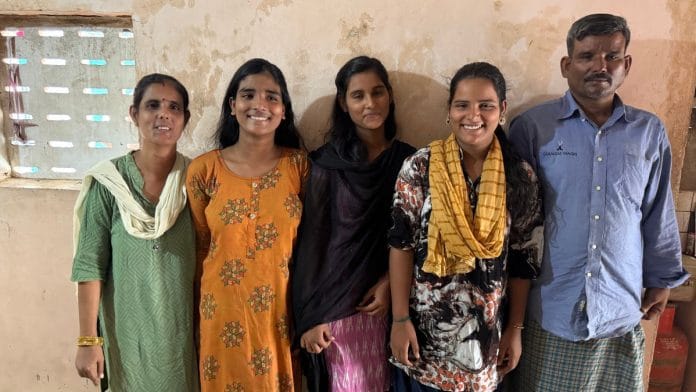 Supriya, Riya, Jiya (left to right) with their mother, Reena (extreme left) and their father Dhananjay at their Chennai house | Prabhakar Tamilarasu