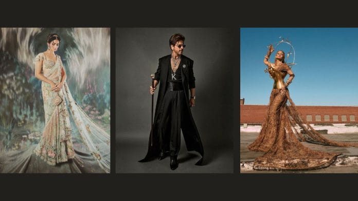 Alia Bhatt, Shah Rukh Khan and Natasha Poonawala in Sabyasachi creations | Instagram