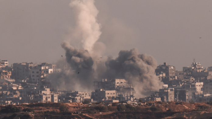 Smoke rises from North Gaza after an explosion, near the Israel-Gaza border as seen from Israel, on 24 May 2025 | Amir Cohen | Reuters