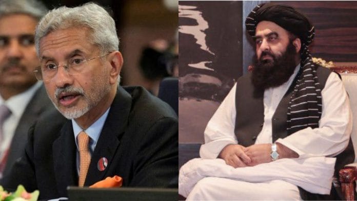 File photos of India’s External Affairs Minister S. Jaishankar & Afghanistan’s acting Foreign Minister Mawlawi Amir Khan Muttaqi | Reuters & ANI