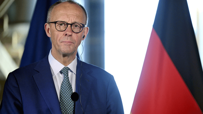 German Chancellor Friedrich Merz attends a joint press conference with Finnish Prime Minister in Turku, Finland, on 27 May 2025. | Lehtikuva | Roni Rekomaa via Reuters