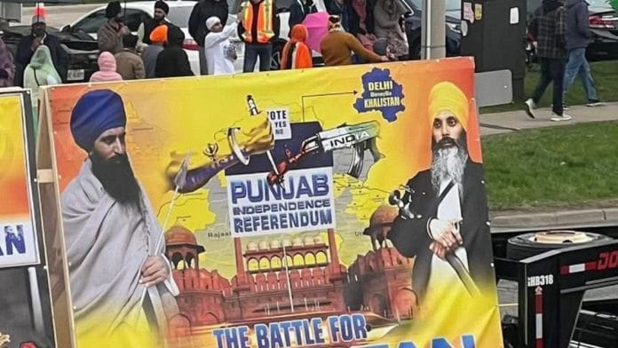 A poster at the Khalsa Day parade in Toronto | Photo: X, @officialHinduCF