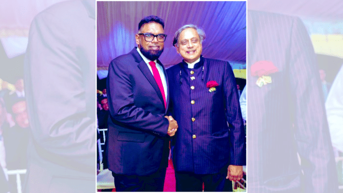 Congress leader Shashi Tharoor with Guayanese President Dr Mohd Irfaan Ali | X/@ShashiTharoor