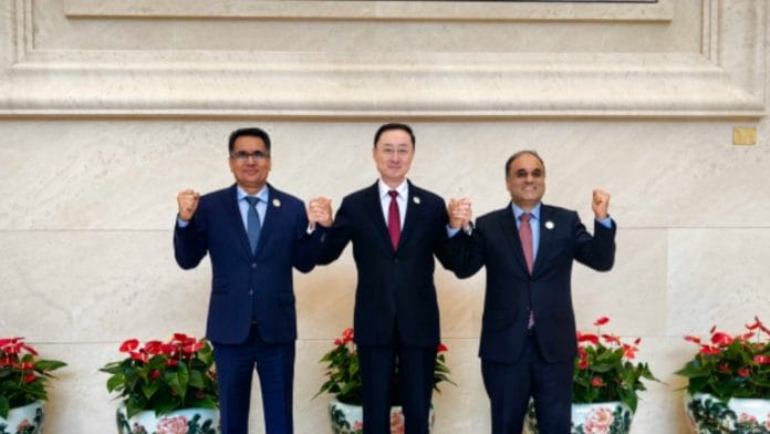 (L-R) Bangladeshi Acting Foreign Secretary Ruhul Alam Siddique, Chinese Vice Foreign Minister Sun Weidon and Pakistani Additional Secretary (Asia Pacific) Imran Ahmed Siddiqui | Courtesy: Chinese foreign ministry