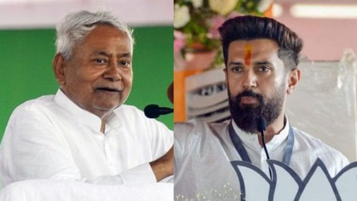 File photos of Bihar CM Nitish Kumar and Union minister Chirag Paswan | ANI