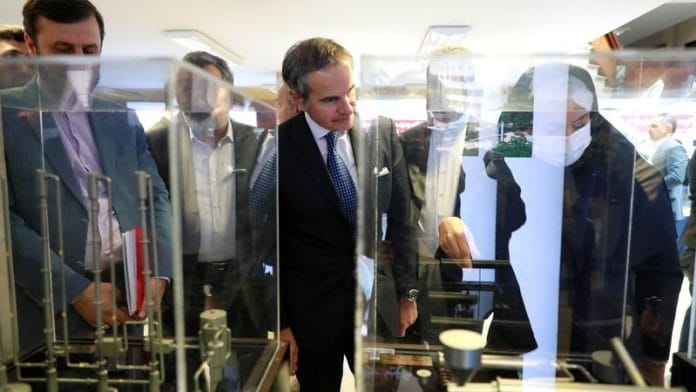 International Atomic Energy Agency (IAEA) Director General Rafael Grossi visits Iran's nuclear achievements exhibition, in Tehran, Iran, on 17 April 2025. | Iranian Atomic Organisation/WANA (West Asia News Agency) | Handout via Reuter