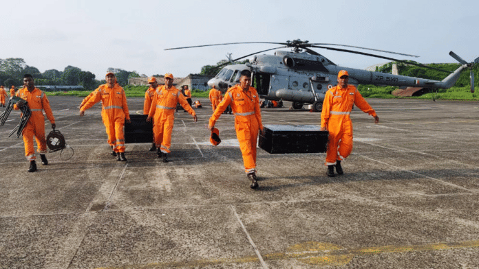 IAF helicopters deployed to airlift rescuers to landslide landslide-affected Chaten, Lachen, in Lachen on 3 June 2025. | ANI