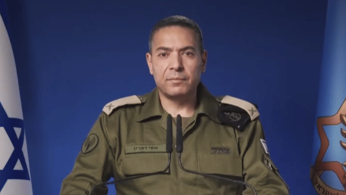 Screengrab from Israeli Army Spokesman Brig. Gen. Effie Defrin's press statement | APT