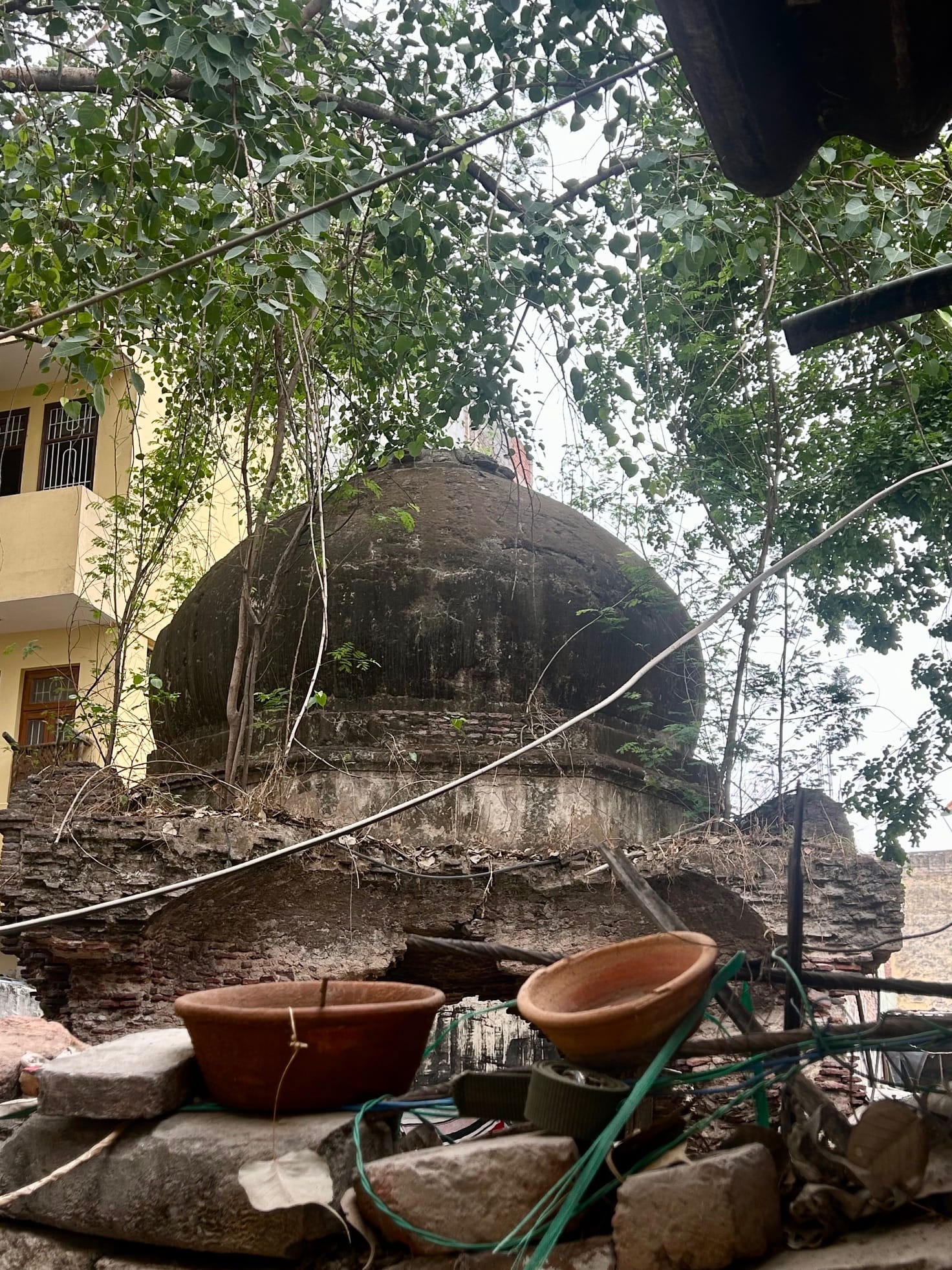 Local people keep diyas on a wall facing the Mughal-era structure | Manisha Mondal, ThePrint