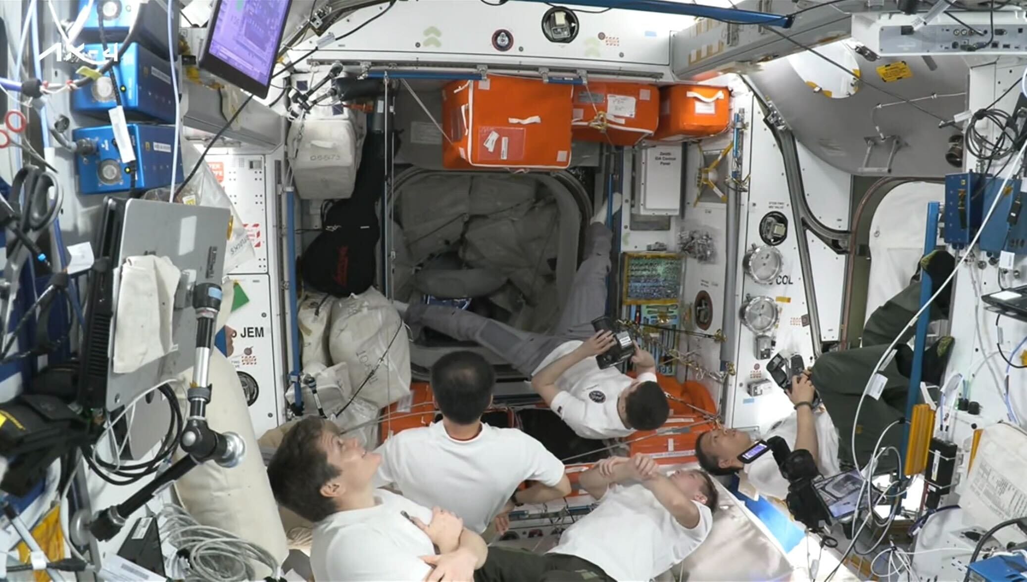 ISS crew members seen on the live feed. | @Axiom_Space/ X