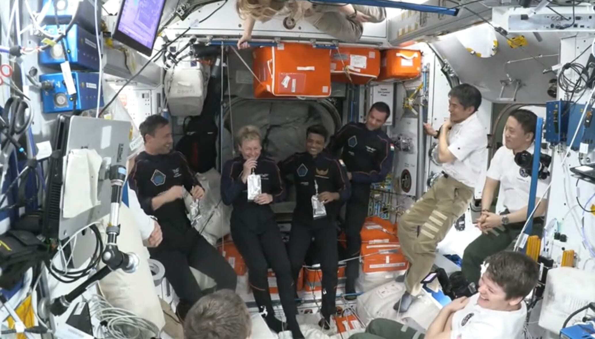 The Axiom Mission 4 crew onboard the ISS. | Axiom_Space/X